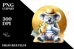 Cute Koala with Beachwear PNG Product Image 2