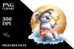 Cute Koala with Beachwear PNG Product Image 2