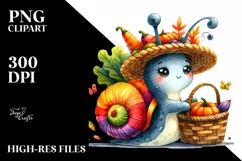 Quirky Baby Snail Autumn Vegetables Watercolor Product Image 1