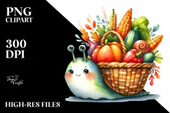 Quirky Baby Snail Autumn Vegetables Watercolor Product Image 1
