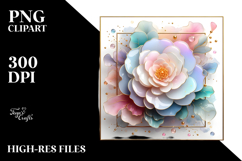 Glossy Camellia with Golden Frame PNG Product Image 2