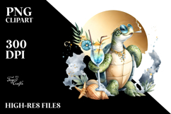 Beach Turtle with Cocktail, PNG Product Image 2