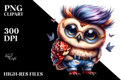 Cute Baby Owl with Cool Haircut, Transparent PNG Product Image 2