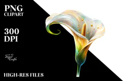 Calla Lily Made of Material with Golden Insertions PNG Product Image 2