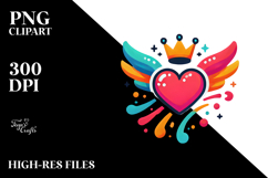 Colorful Paintbrush Winged Heart PNG Product Image 2