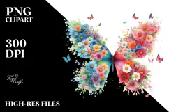 Butterfly Floral Painting PNG Product Image 2