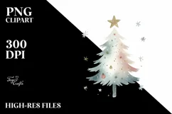Cute Christmas Tree Watercolor PNG Product Image 3