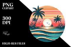 Vintage Beach Sunset Tshirt Design Product Image 2
