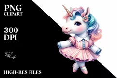 Colorful Baby Unicorn with Swing Dancer's Outfit PNG Product Image 1