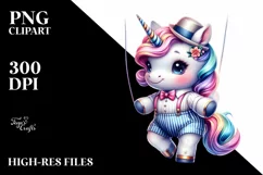 Colorful Baby Unicorn with Swing Dancer's Outfit PNG Product Image 1