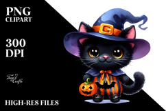 Vibrant Baby Black Cat for Halloween PNG Product Image 2
