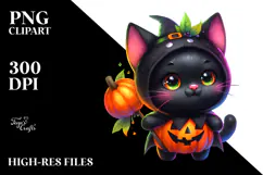 Vibrant Baby Black Cat for Halloween PNG Product Image 2
