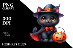 Vibrant Baby Black Cat for Halloween PNG Product Image 2