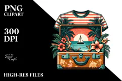 Vintage Tropical Beach Suitcase PNG Product Image 2