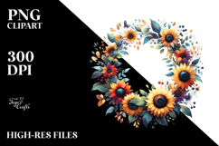 Vibrant Wreath with Sunflower | Clipart Product Image 2