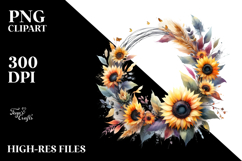 Vibrant Wreath with Sunflower | Clipart Product Image 2