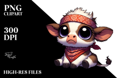 Baby Calf with Bandana and Wide Eyes, Transparent PNG Product Image 2