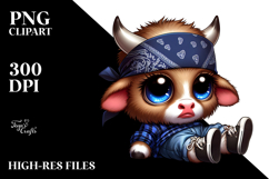 Baby Calf with Bandana and Wide Eyes, Transparent PNG Product Image 2