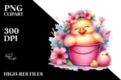 Sleeping Baby Duck in Bucket, PNG Product Image 2