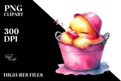 Sleeping Baby Duck in Bucket, PNG Product Image 2