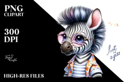 Baby Zebra with Cool Haircut PNG Product Image 2