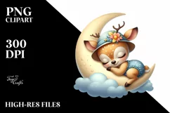 Summer Deer Baby Moon Hummingbird Sublimation Clipart Product Image 3