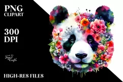 Flowers Panda Watercolor Vibrant Clipart Product Image 3