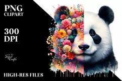 Flowers Panda Watercolor Vibrant Clipart Product Image 3