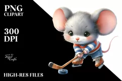 Watercolor Cute Baby Mouse Hockey Pastel Product Image 3