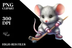 Watercolor Cute Baby Mouse Hockey Pastel Product Image 3