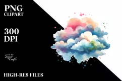 colorful Vintage Cloud Watercolor Clipart Product Image 3