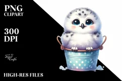 Whimsical Snowy Owl | Bucket | Clipart Product Image 1