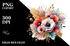 Colorful Bouquet with Gold Foil and Poppy Splash Product Image 1