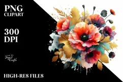 Colorful Abstract Bouquet with Gold Foil | Clipart Product Image 3