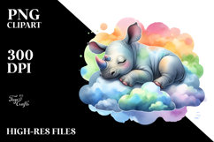 Colorful Baby Rhino Sleeping on Cloud | Clipart Product Image 2