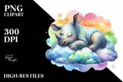 Colorful Baby Rhino Clipart Product Image 3