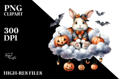 Rabbit Dressed for Halloween on Cloud PNG Product Image 2