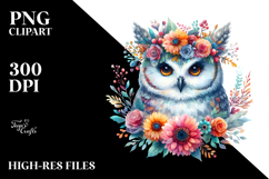 Vibrant Owl Floral Wreath | Sublimation Product Image 2