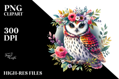 Vibrant Owl Floral Wreath | Sublimation Product Image 2