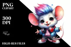 Vibrant Mouse with Cool Haircut PNG Product Image 1