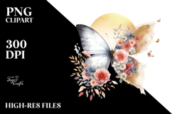 Digital Painting Butterfly with Flowers PNG Product Image 2