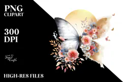 Digital Painting Butterfly with Flowers PNG Product Image 2