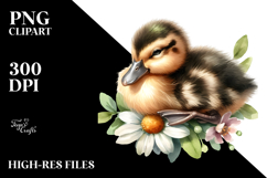Digital Baby Duck Sleeping on Flower, Transparent PNG Product Image 2