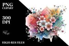 Abstract Colorful Pastel Diamond Blossom PNG Product Image 2