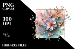 Abstract Colorful Pastel Diamond Blossom PNG Product Image 2