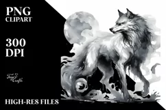 Simple Werewolf Watercolor Clipart PNG Product Image 1