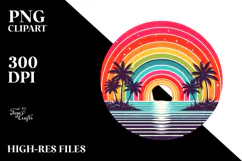 Retro Tropical Rainbow Sunset, 20 oz Tumbler Product Image 2