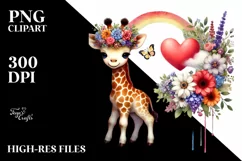 Baby Giraffe with Heart PNG Product Image 2