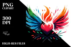 Colorful Paintbrush Fire Heart PNG Product Image 2