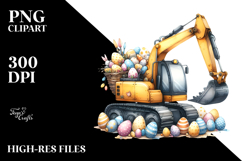 Excavator with Easter Eggs, Transparent PNG Product Image 2